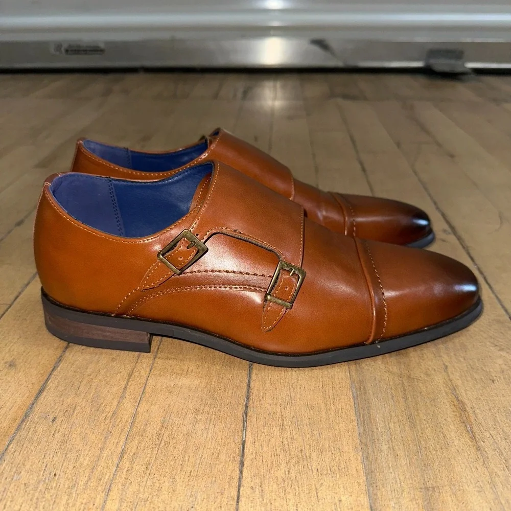 Bruno Marc Hutchingsonwide 2 Formal Shoes Mens 6.5 Brown Leather Monk Strap‎